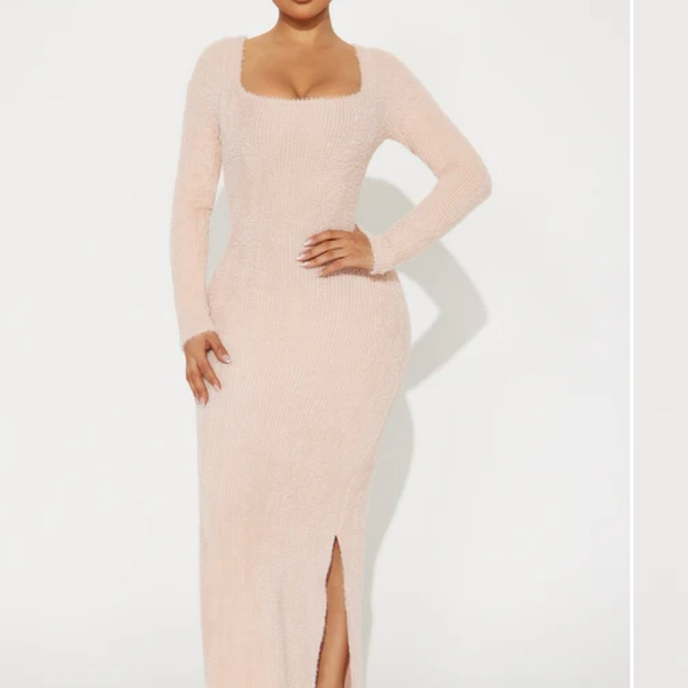 Fashion Nova Blush Long Sleeve Dress